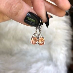 Synthetic Peach Padparadscha Color Earrings